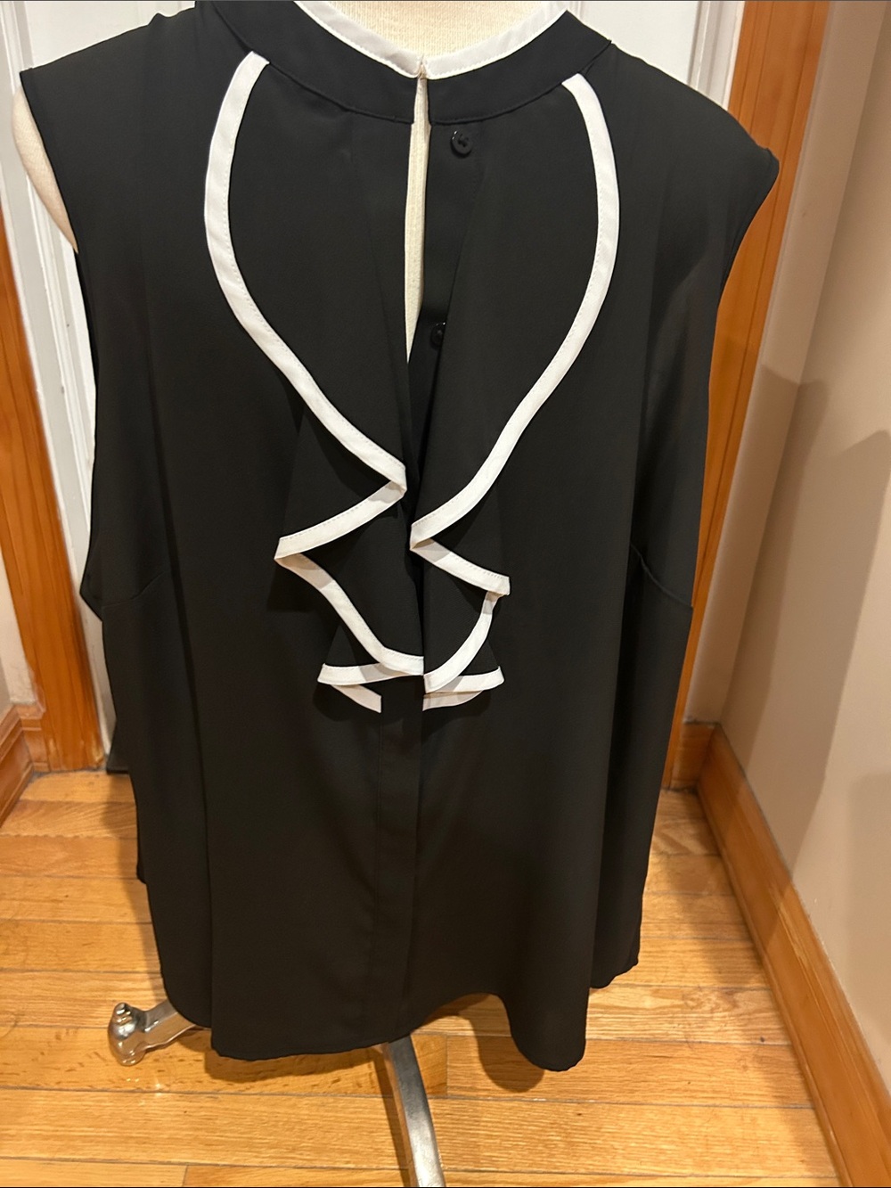 Calvin Klein Black Sleeveless Top with White Trim